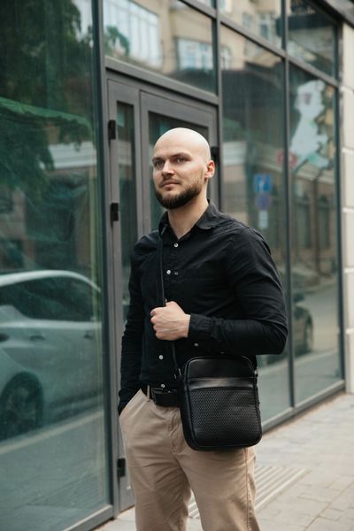 Чоловіча сумка через плече, з натуральної шкіри, Amber SmAmPl &mdash; шкіряний аксесуар від бренду DIKO