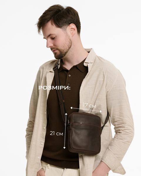 Чоловіча сумка через плече, з натуральної шкіри, Diko YD16 &mdash; шкіряний аксесуар від бренду DIKO