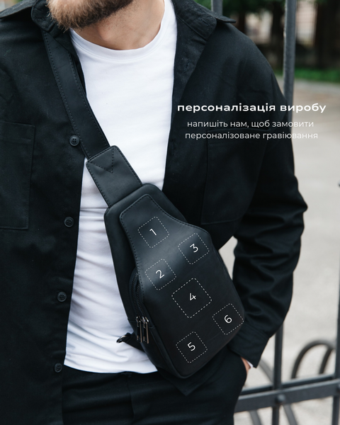 Чоловічий шкіряний слінг Grand SlGrChZl &mdash; шкіряний аксесуар від бренду DIKO